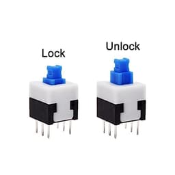 10Pcs Tact Tactile Mini On Off Self-Locking Switch Push Button Momentary Latching DIP 6 Pin with Cap(7.0x7.0mm,Blue Cap,Unlock)