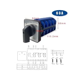 3 Positions Rotary Cam Switch 4 Levels Selector 63A 690V Changeover Gear Silver Contact YMW26