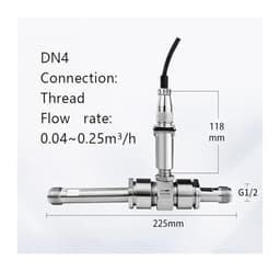 Liquid Flow Meter Pipe Sensor Section Type Stainless Steel(DN4 thread)