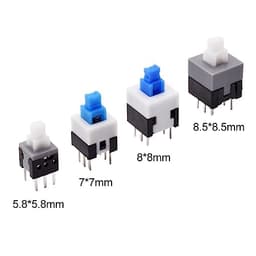 10Pcs Tact Tactile Mini On Off Self-Locking Switch Push Button Momentary Latching DIP 6 Pin with Cap(7.0x7.0mm,Blue Cap,Unlock)
