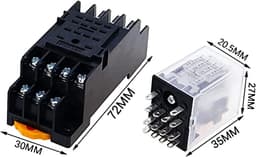 Relay HH54P MY4NJ Plug-in PYF14A DC/AC 12v 24v 36v 48v 110v 220v 5A Silver Contact 14pins 4PDT rele Socket(Dc,12V)