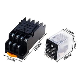 Relay HH54P MY4NJ Plug-in PYF14A DC/AC 12v 24v 36v 48v 110v 220v 5A Silver Contact 14pins 4PDT rele Socket(Dc,36V)