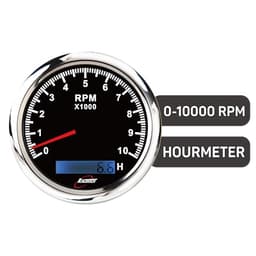 RACETECH 85mm Black Electrical Tachometer 10000 RPM with Coil Filter