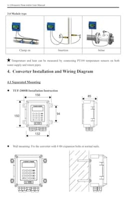Digital Flow Meter Wall-Mounted Clamp-On Liquid Transmitter Water Sensor