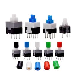 10Pcs Tact Tactile Mini On Off Self-Locking Switch Push Button Momentary Latching DIP 6 Pin with Cap(7.0x7.0mm,Blue Cap,Unlock)
