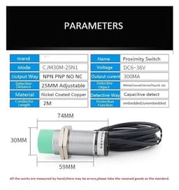 Capacitive Proximity Switch LJC30A3-HZ/BX 3-Wire NPN NO 24V Metal/Non-Metal Sensor Switch(PNP NO)