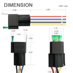 2 Pack 12V Fused Relay Switch 30A 5-pin with Harness Socket Holder14 AWG Automotive relays with Fuse for Auto Cars