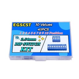 41PCS 10 Values Double Row Blue Dip Switch Assortment Kit 1 2 3 4 5 6 7 8 9 10 Position 2.54mm PCB Mountable On Off Slide Type Toggle DIC Breadboard