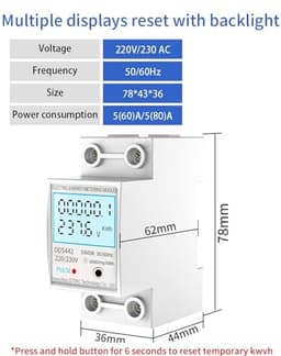 Meter Single Phase Voltage Current Power Consumption Meter Wattmeter