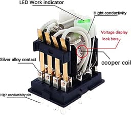 Relay HH54P MY4NJ Plug-in PYF14A DC/AC 12v 24v 36v 48v 110v 220v 5A Silver Contact 14pins 4PDT rele Socket(Dc,12V)