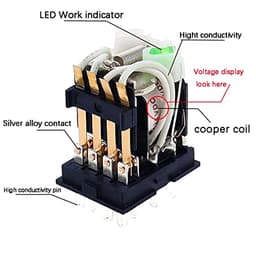 Relay HH54P MY4NJ Plug-in PYF14A DC/AC 12v 24v 36v 48v 110v 220v 5A Silver Contact 14pins 4PDT rele Socket(Dc,36V)