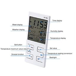 Digital Thermometer Hygrometer LCD Backlight Multifunctional Indoor Temperature Humidity Meter Clock