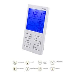 Digital Thermometer Hygrometer LCD Backlight Multifunctional Indoor Temperature Humidity Meter Clock