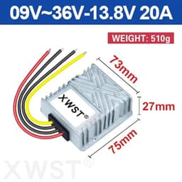 DC to DC 12V 24V 9-36V to 13.8V 1A 5A 10A 25A 30A Boost Buck Converter 13.8 Volts Voltage Stabilizer Regulator Waterproof(20A Alu 75 Silver)