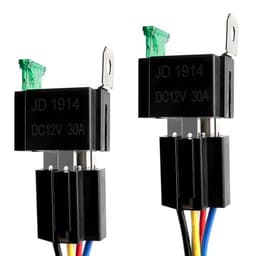2 Pack 12V Fused Relay Switch 30A 5-pin with Harness Socket Holder14 AWG Automotive relays with Fuse for Auto Cars