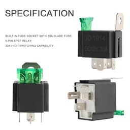 2 Pack 12V Fused Relay Switch 30A 5-pin with Harness Socket Holder14 AWG Automotive relays with Fuse for Auto Cars