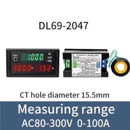 1PC DL69-2047 LED Multifunctional Digital Power Meter Intelligent Meter AC Voltmeter Ammeter Power Factor Detector Accurate(AC80-300V 0-100A)