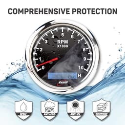 RACETECH 85mm Black Electrical Tachometer 10000 RPM with Coil Filter