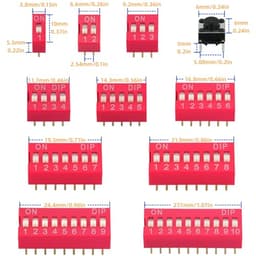 53 Pcs Dip Switch with Tact Switch Double Row Red 2.54 mm 1 2 3 4 5 6 7 8 9 10 Position for PCB Circuit Breadboards