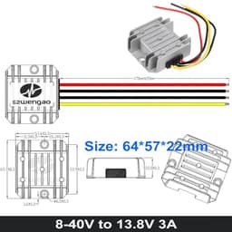 8-40V to 13.8V 3A 5A 10A 20A 25A 30A Boost Buck Converter Voltage Stabilizer Regulator for Cars Boats(3A)