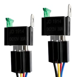 2 Pack 12V Fused Relay Switch 30A 5-pin with Harness Socket Holder14 AWG Automotive relays with Fuse for Auto Cars