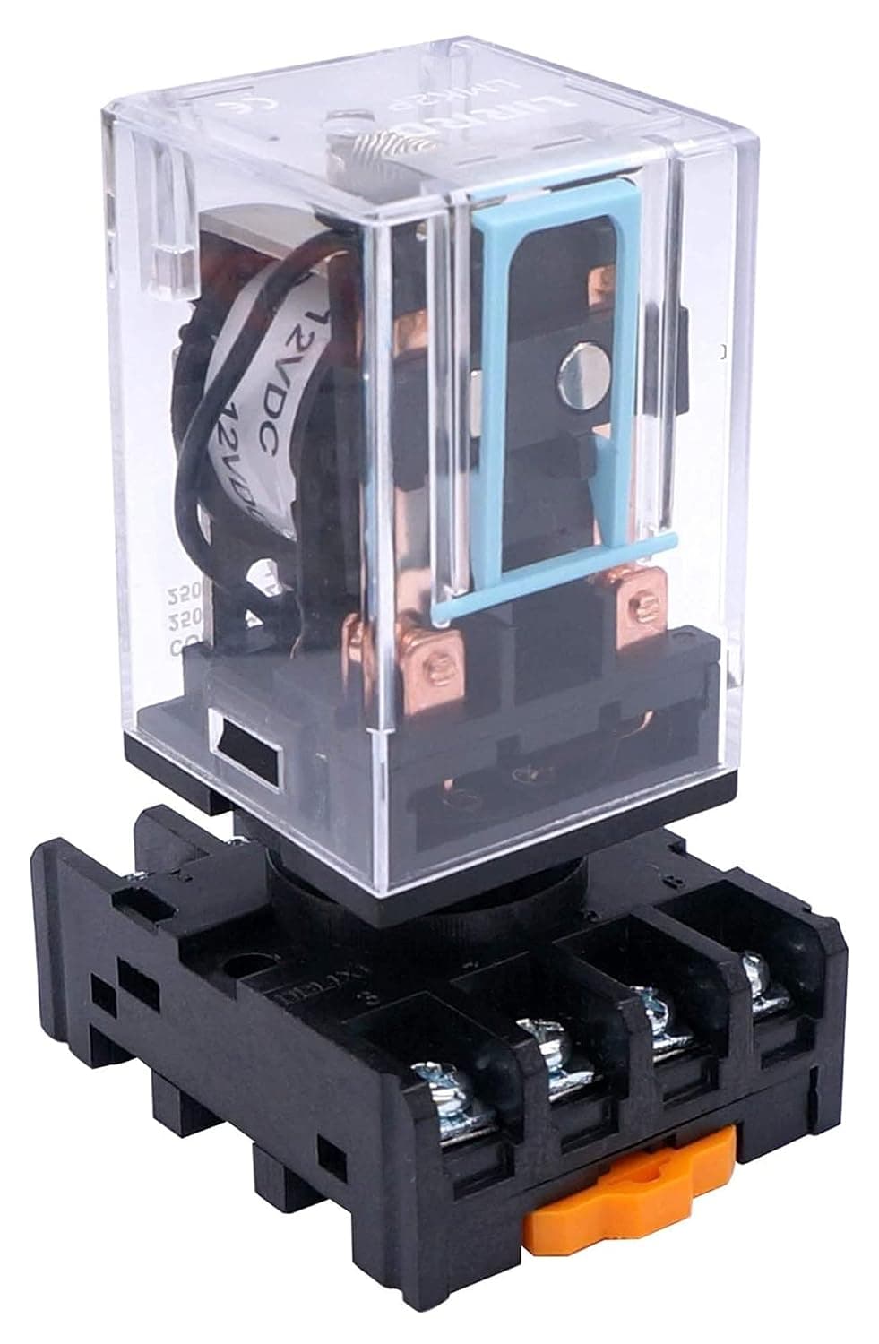 GUMMMY 12V Coil 8 Pin DPDT Electromagnetic Relay Power Relay with Plug-in Terminal Socket (Size : DC 12V)