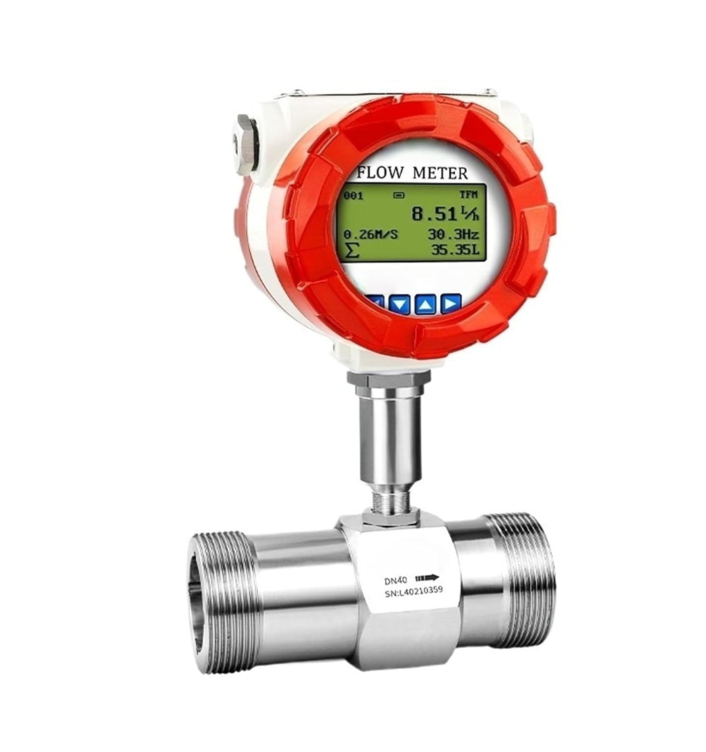 Flow Meter 4-20mA Water Sensor Stainless Steel Threaded