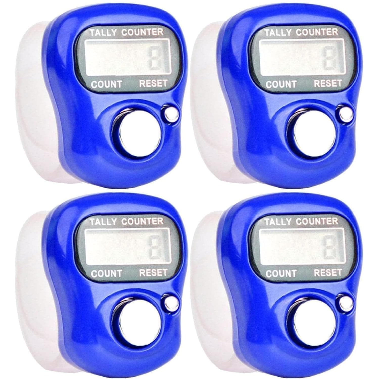 4pcs Blue 5 Digit LED Digital Row Counter, Display Counter Clicker, Handheld Number Click Counter, Electronic Finger Counter Hand Tally Counter with