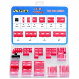 53 Pcs Dip Switch with Tact Switch Double Row Red 2.54 mm 1 2 3 4 5 6 7 8 9 10 Position for PCB Circuit Breadboards