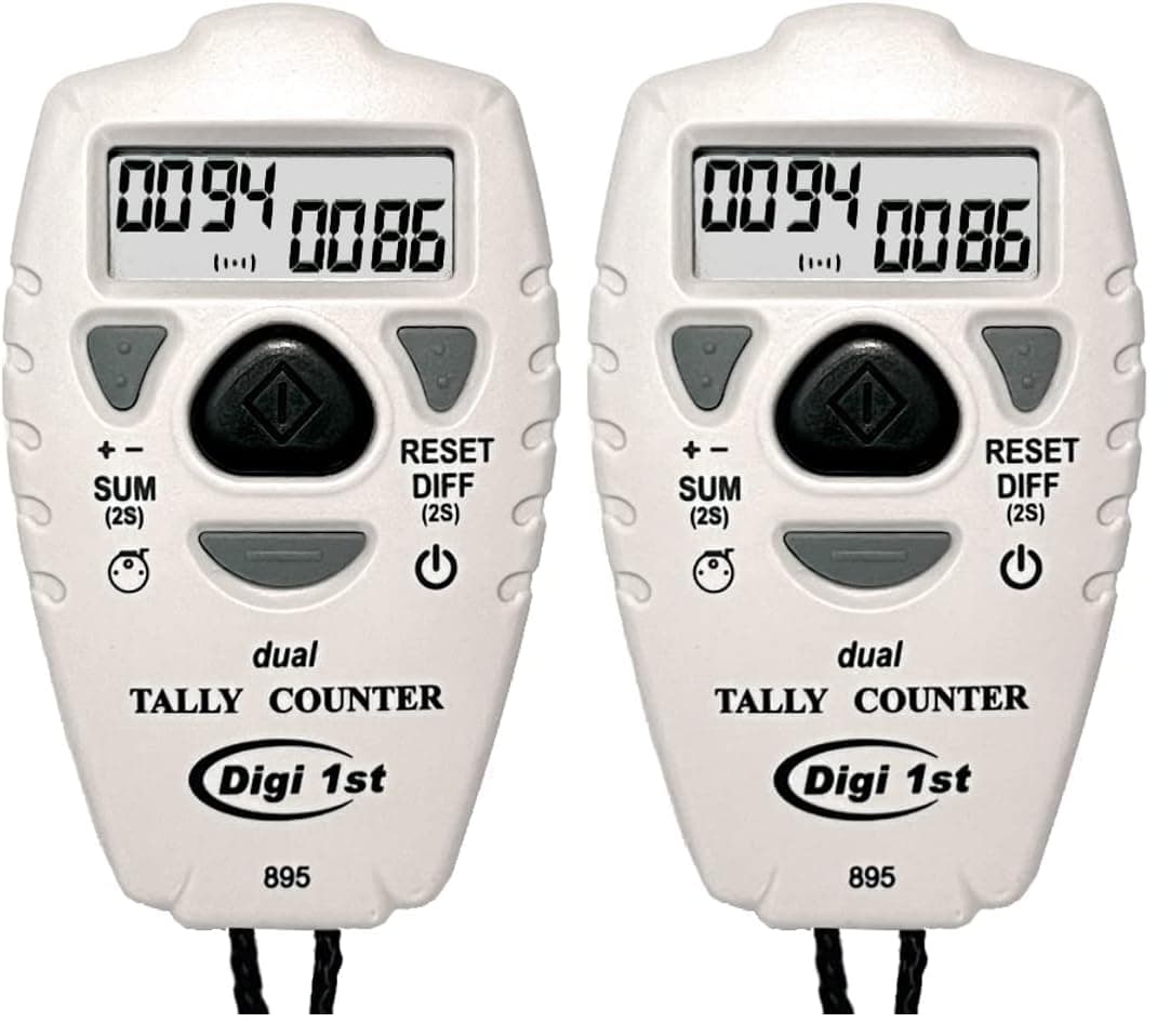TC-895 Digital Dual Tally Counter, Electronic Up Down Clicker Counter, Add/Subtract People Counter, Handheld Pitch Counter for Golf, Lap & Sports